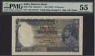 India Reserve Bank (1937) 10 Rupees Pick 19a Wmk: King George VI PMG 55 AU