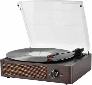 Vinyl Record Player Bluetooth Belt-Driven 3-Speed Turntable Built-in Speakers