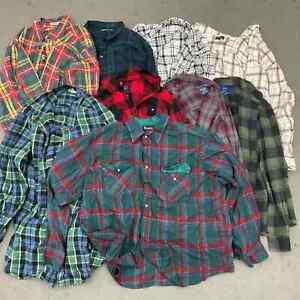 7 Pounds Flannel Long Sleeve Shirt Lot, Multicolor, Men's Sizes Unisex Button-Up