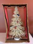Vintage Lit White Bottle Brush Christmas Tree in Box ST.NICK TREE  12 IN