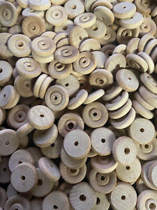 100 Natural 3/4'' Wood Wheels With 1/8'' to 1/4'' Hole- Bird Toy Parts
