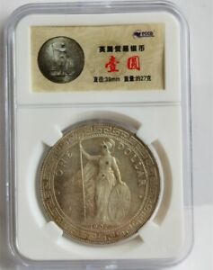 1902 Year China Hong Kong British Trade One Dollar Old Silver Coin