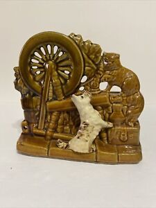 New ListingVintage McCoy Pottery Spinning Wheel with Scotty Dog and Cat Planter