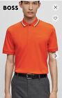 HUGO BOSS SLIM-FIT POLO SHIRT IN COTTON WITH STRIPED COLLAR, M