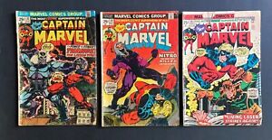 CAPTAIN MARVEL #33 34 35 (Marvel Comics 1974) feat. Thanos 1st Nitro by Starlin
