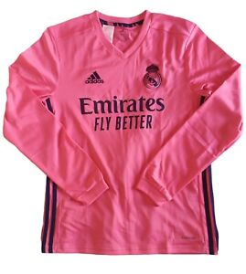 Real Madrid Adidas Longsleeve Football Shirt Away Kit 2020/21 Pink Size 176 BNWT
