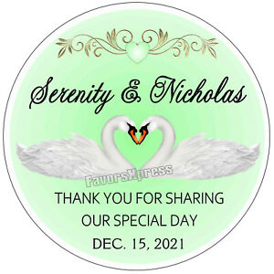 MINT GREEN WEDDING FAVOR STICKERS THANK YOU LABELS BRIDAL SWANS
