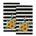 Sunflower Hand Towels for Bathroom - Black and White Striped Hand Towel 2 Pac...