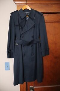 Burberry Sz 38 Navy Cotton Poly unlined Classic Trench Coat