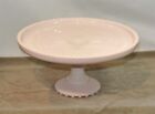 SHELL PINK Glass Cake Stand Footed Cake Plate Salver Vintage Jeannette Milk