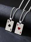 2pcs Stainless Steel Black Spades A Card Necklace Couple Necklace Accessory