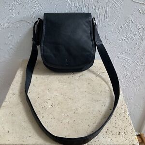 Frye Small Saddle Flap Crossbody Bag Shoulder Black Leather Nylon