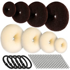 8Pcs Hair Donut Bun Maker, Hair Bun Maker Set with 4Pcs Dark Brown &4Pcs Beige D