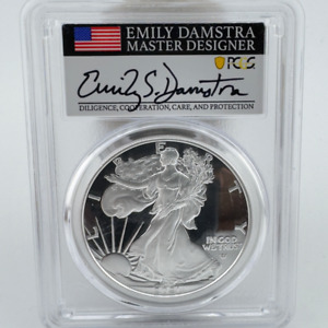 2021-W American Silver Eagle Type 2 PCGS GEM PROOF - Signed by Emily Damstra