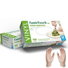 TasteTouch Multi-Purpose Disposable Clear Vinyl Gloves, Latex & Powder Free, 100
