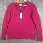 PURE Collection Cashmere Sweater Womens 6 Gassato Lofty Texture Raspberry V-neck
