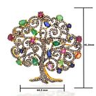 925 Sterling Silver Brooch Tree Of Life Natural Diamond & Multicolor Gold Plated