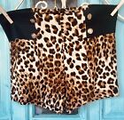 Vtg CheetahPrint Shorts SzM High Waisted Body Central Shorts Gold Button Fitted