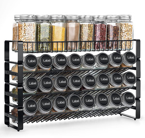 New Listing4 Tier Stackable Seasoning Rack Organizer, Detachable Countertop Spice Jar Rack