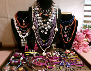 Vintage~Now Beach~Party~Costume Junk Jewelry Lot~Great For Crafts~Parts~Redesign