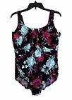 Lands End Womens Plus Size 16W Underwired Swimsuit Lined Tummy Control EUC