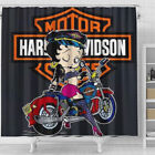 Cute Betty Boop Biker Harley Davidson Printed Shower Curtain or Bathroom Set.