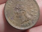1867 Indian Head Cent Penny- Partial Liberty, VF/XF Details