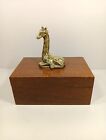 Vtg. Wooden Keepsake Box w/ Brass Giraffe Ornament Handle.
