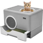 Large Enclosed Cat Litter Box w/ Lid Cover cat Odorless Anti-Splashing Toilet