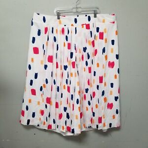 NWT Lane Bryant Women's Sz 22/24 White/Multicolor Paint Stroke Dot Skirt^