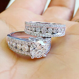 Luxury Cubic Zircon 925 Silver Plated Ring Women Wedding Jewelry Sz 6-10