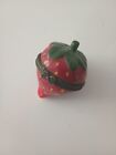 Porcelain Strawberry Hinged Small Trinket Box 2.25