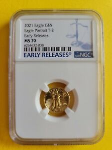 2021 American Gold Eagle Type 2 1/10 oz $5 - NGC MS70 Early Releases