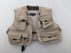 Vintage Simms Fishing Products Vest Mens Large Beige Fly USA Made Pockets *READ*