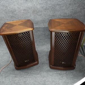 Vintage Sansui Speakers SF-1 Omni-Radial 360 Degree Stereo Kumiko Fretwork Nice