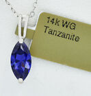 AAA TANZANITE 1.62 Cts PENDANT 14K WHITE GOLD - MADE IN USA - New With Tag
