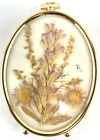 Vintage Dried Pressed Flowers Oval Picture Frame Mountain Aster CO Handmade