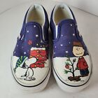 VANS Peanuts Snoopy Charlie Brown Christmas Slip On US Kids Shoes Size 12