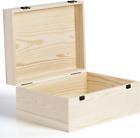2 Pack Unfinished Wood Box with Lid Largewooden Box(14”X10.4”X 6.5