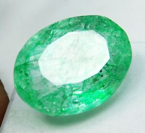 Certified 24.30 Ct Natural Oval Cut Colombian Green Emerald Loose Gemstone