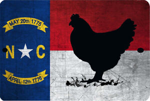 NC North Carolina flag Sign 8 x 12 Patriotic Chicken Emblem Metal Version