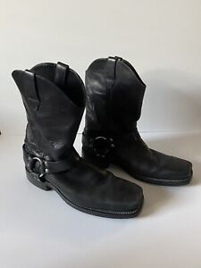 All Leather Black Harness Boots Men 11 size US
