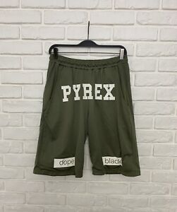 Pyrex Vision Shorts Virgil Abloh Khaki Dope Black Big Logo Size M