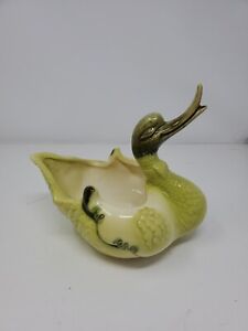 Hull Pottery USA 80 Green Goose Duck Swan Planter
