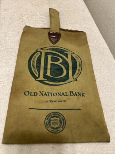 Old National Bank Of Washington canvas leather  coinn bag