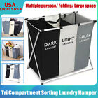 Large Divided Laundry Hamper Clothe Storage Sorter Basket Foldable Bag Organizer