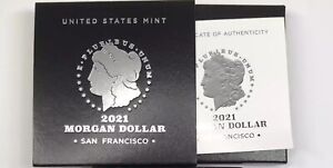 2021 Morgan Silver Dollar Coin OGP US Mint Box w COA NO COIN - SAN FRANCISCO S