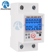 AC 230V/110V Digital WattmeterPower Energy Din Rail KWH Voltage Current Meter