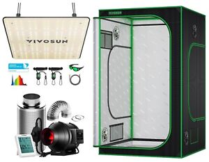 VIVOSUN 4x4 Hydroponic Grow Tent w/ VS1000 LED 4/6/8 Ventilation Fan 48x48x80