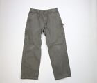 Carhartt Mens 34x30 Faded Spell Out Wide Leg Dungaree Canvas Pants Moss Green